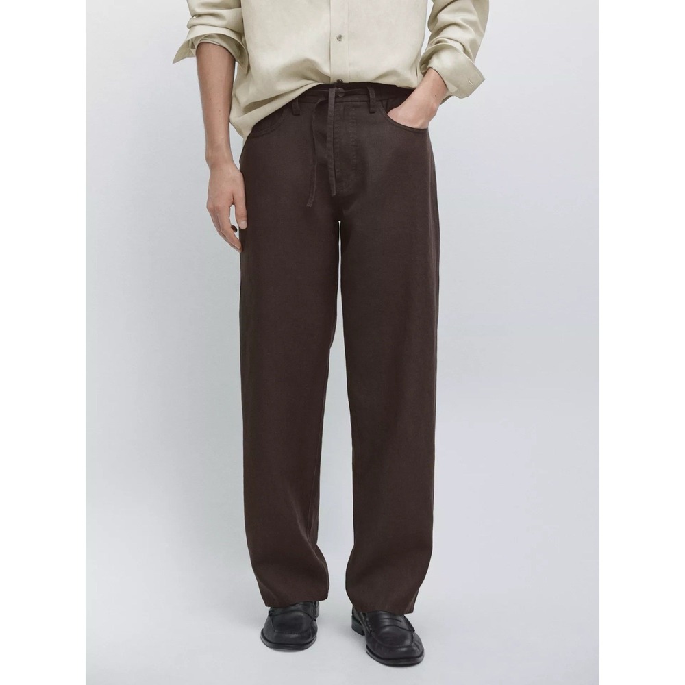 Massimo Dutti Jogger Fit Pants Sz L (32x30) 100 % Linen $160 CottageCore Dadcore